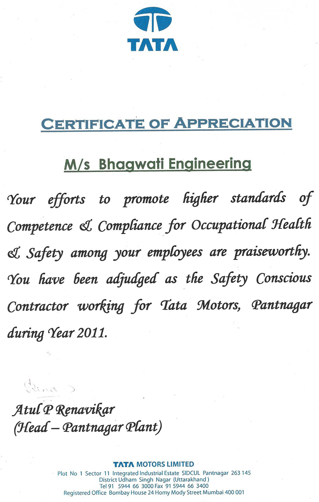 Safety Competence Appreciation – 2011