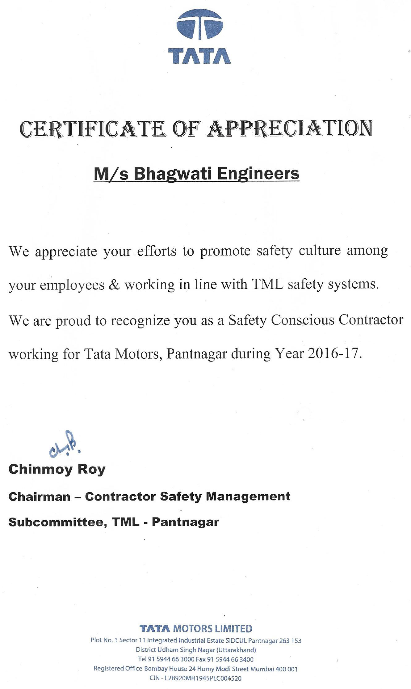 Safety Conscious Contractor – 2016–17